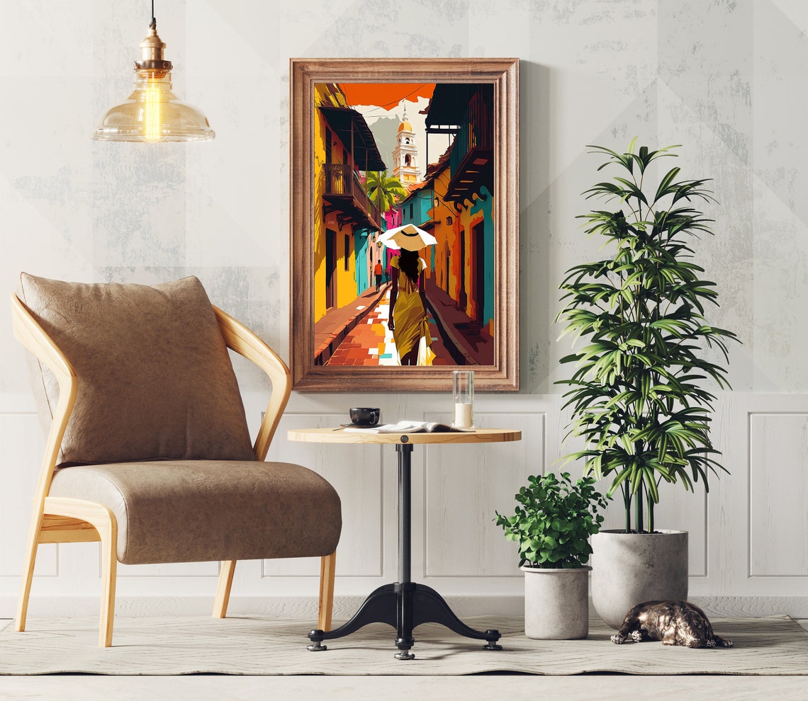 Colombia Modern Art Print Colombia Painting Cartagena Travel Print Caribbean Wall Art Poster Caribbean Travel Print Colombia Wall Decor - Image 2