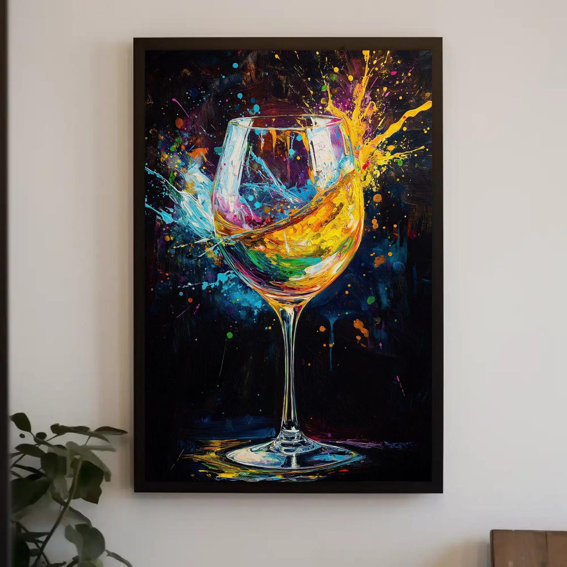 Vibrant Wine Glass Swirling with Colorful Paint Splash Art Poster - Image 5