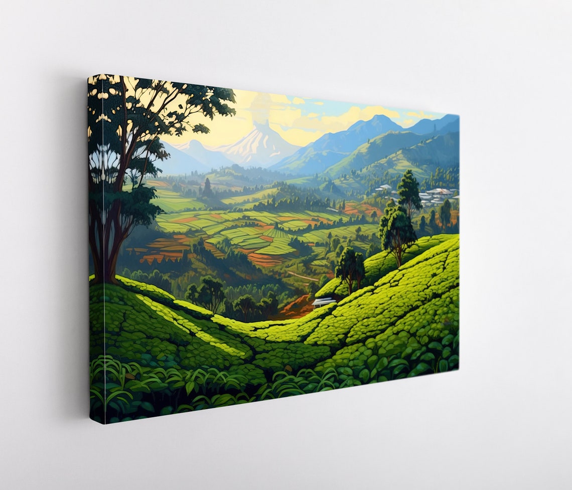 Art Of Kerala Tea Hills Kerala Tea Plantation Kerala Home Decor South Indian Painting Hills Of Kerala Oil Painting Kerala Art - Image 5