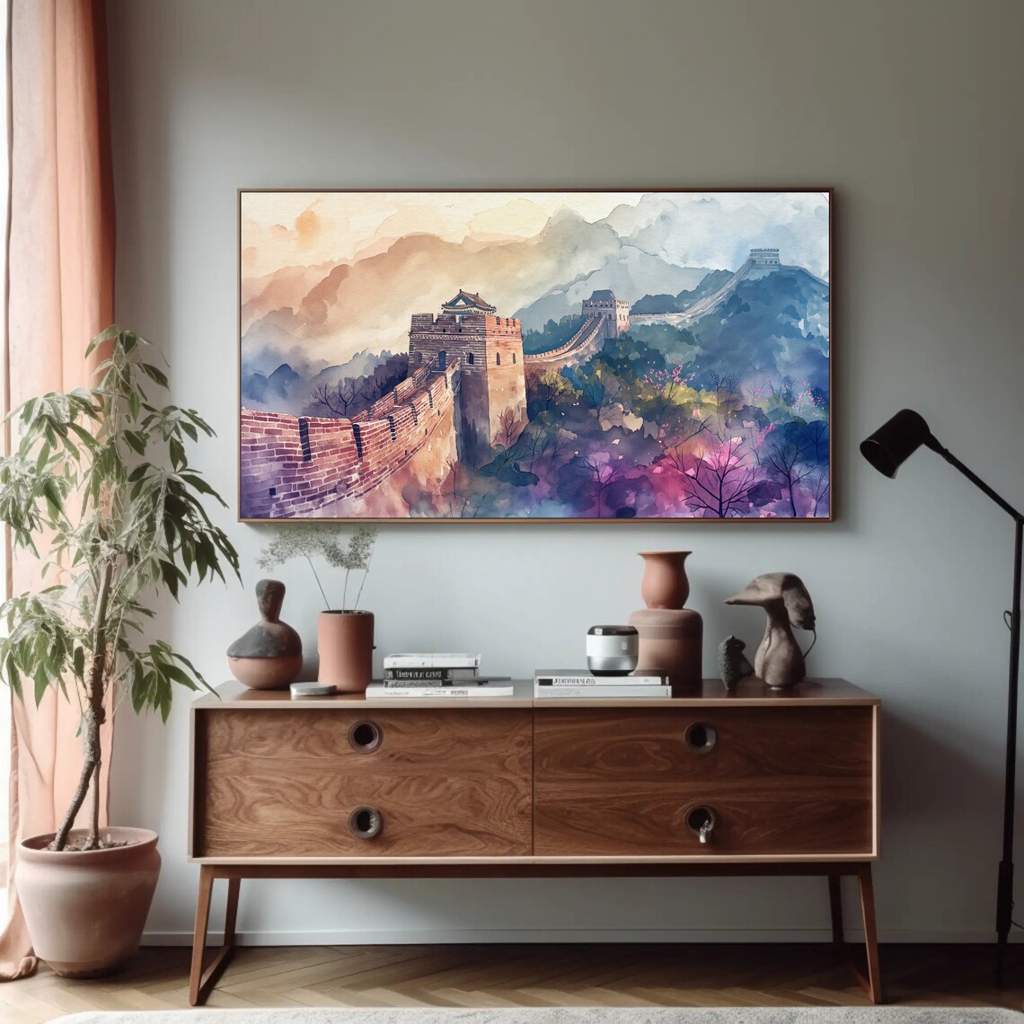 China Great Wall Watercolor Art Print, Chinese Travel - Image 5