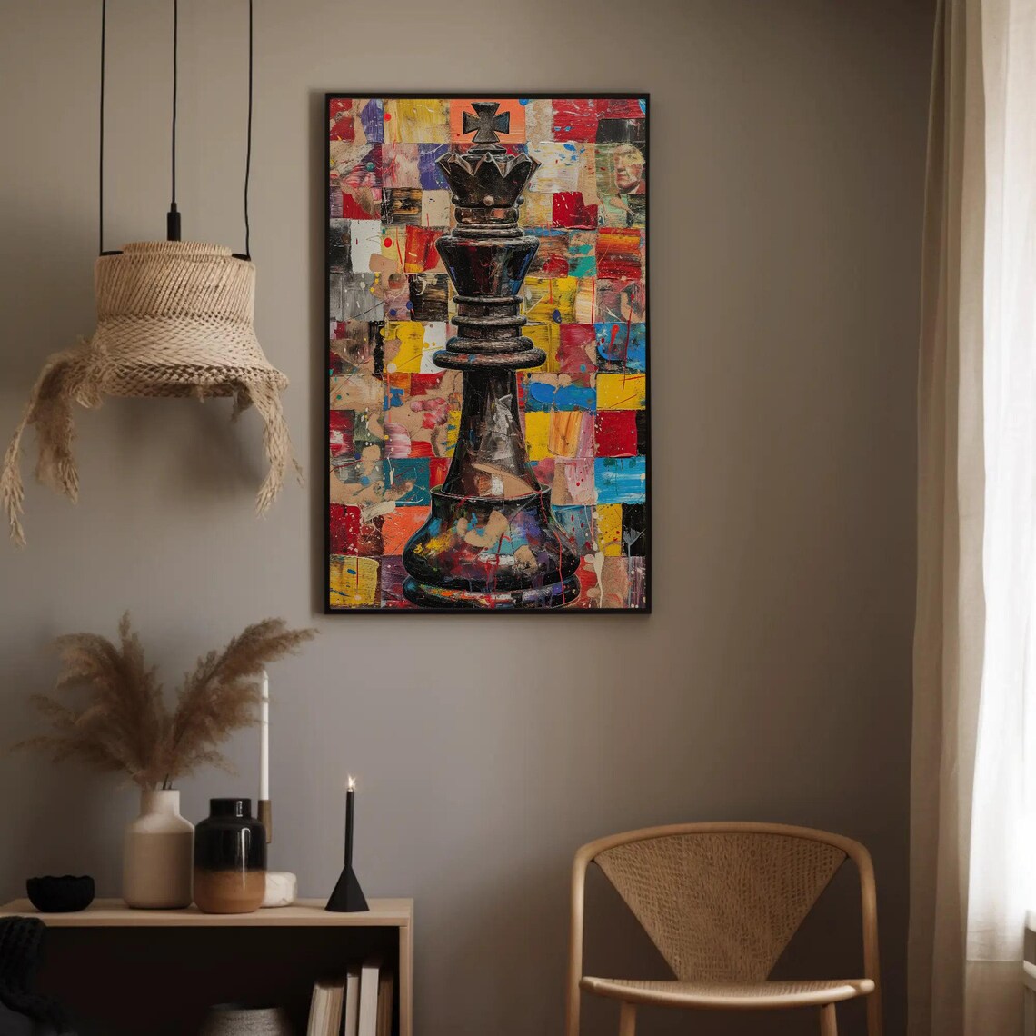 Chess King Abstract Art Print, Man Cave Decor - Image 2
