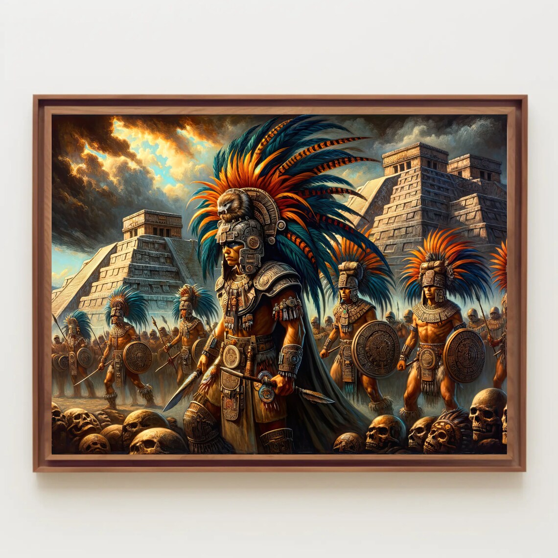 Aztec Warriors, Mexican Cultural Historical Art Print - Image 4