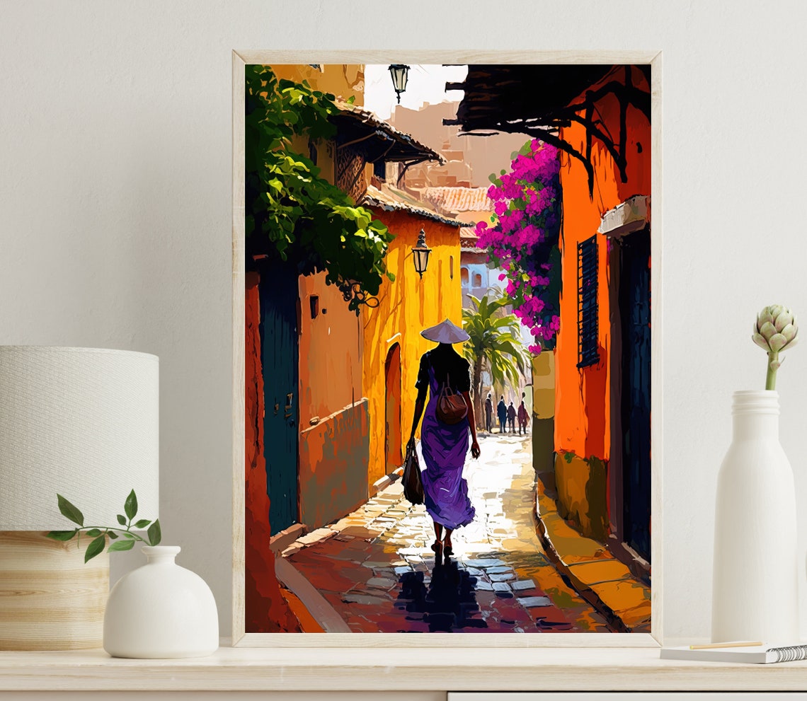 Colombian Art Colombia Print Cartagena Travel Print Caribbean Art Deco Poster Caribbean Travel Print Colombia Wall Decor