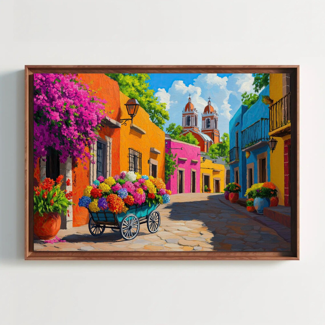 Flower Street Of Mexico, Vibrant Wall Art Print