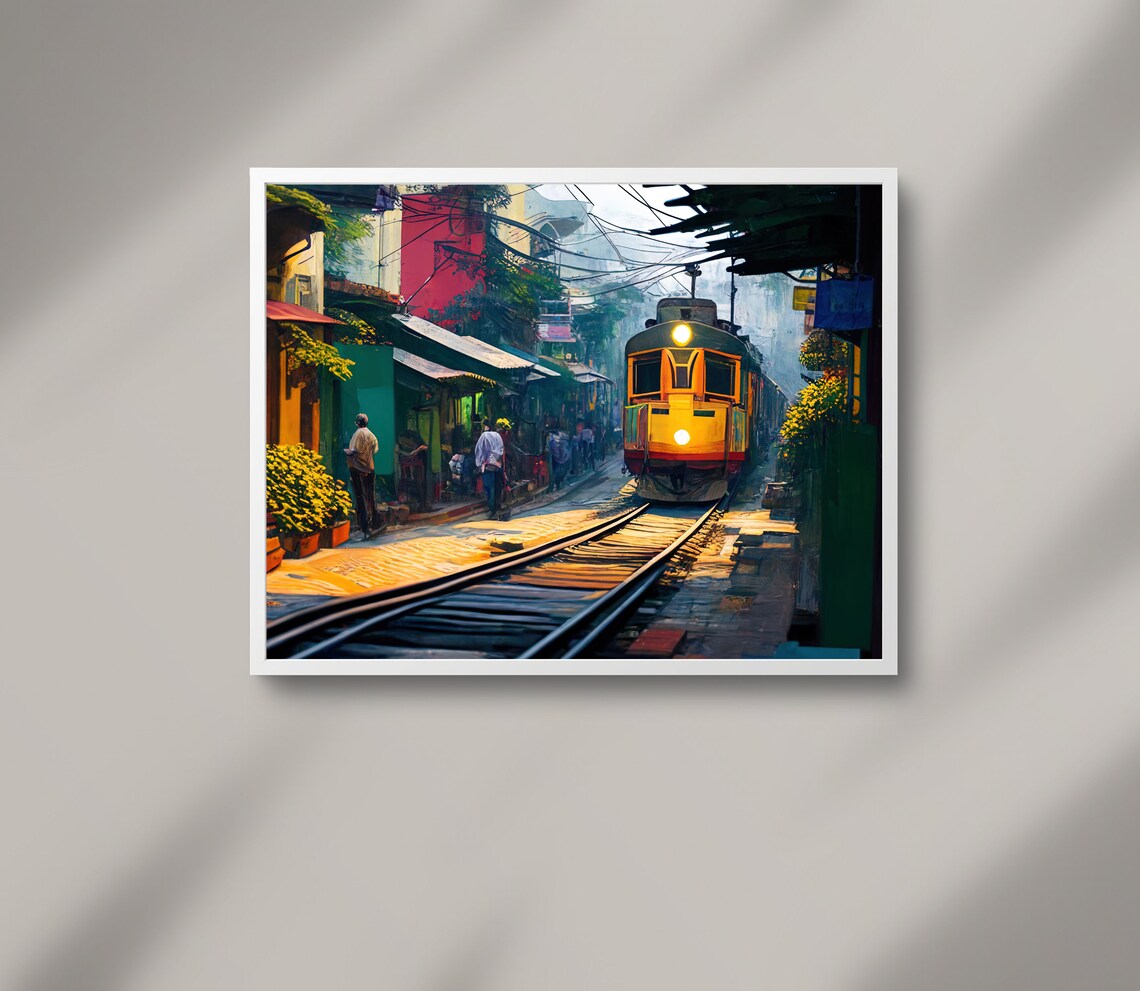 Hanoi Train Street Vietnam Yellow Train Narrow Alley Art Poster - Image 4