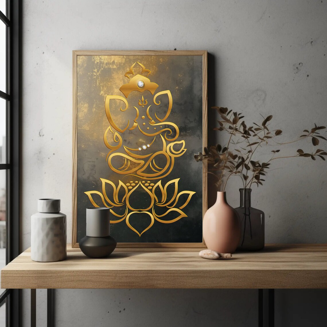 Lord Ganesha Minimalist Abstract Hindu Deity Art Print - Image 3