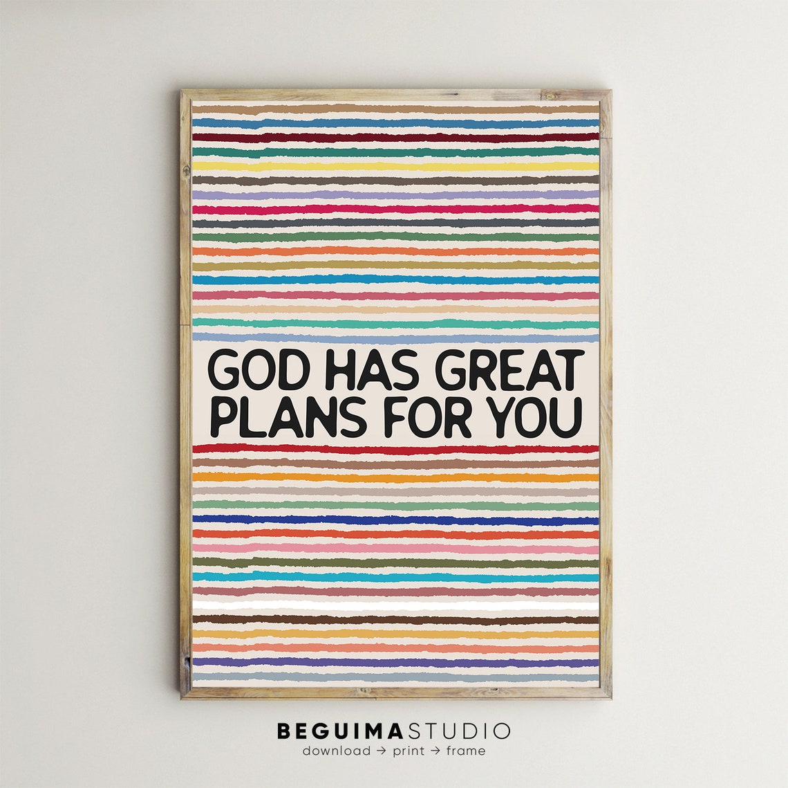 God Has Great Plans For You Colorful Striped Faith Quote Poster