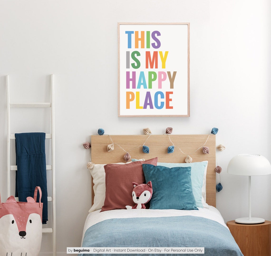 This Is My Happy Place Bright Rainbow Typography Home Decor Poster - Image 2