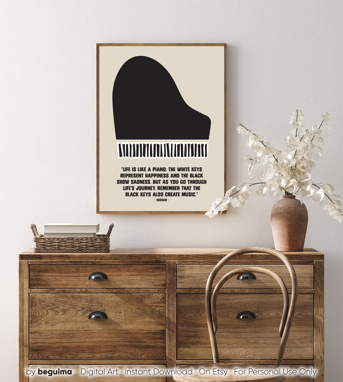 Life Is Like a Piano Inspirational Music Quote for Piano Lover Poster - Image 4
