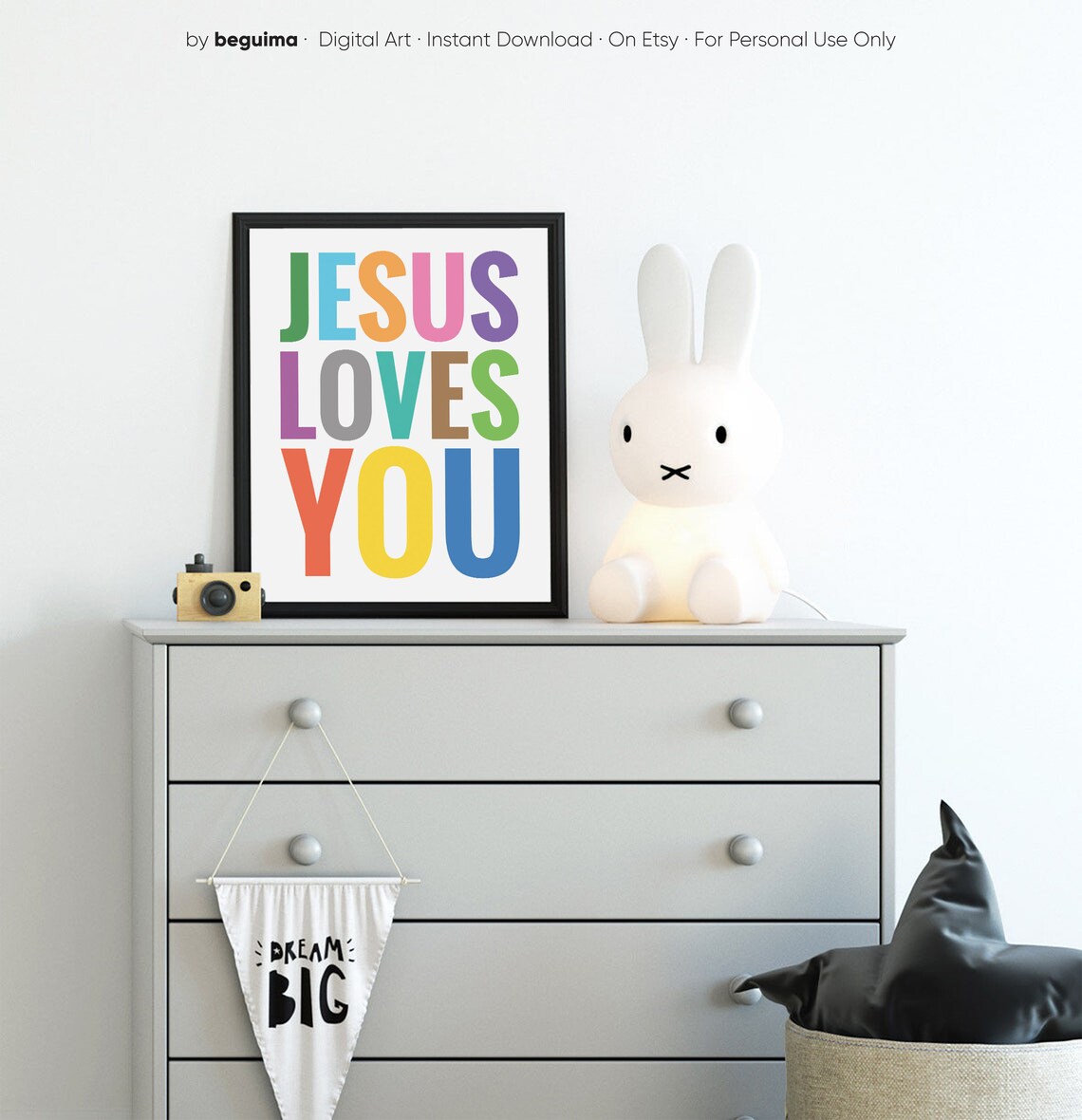Jesus Loves You Christian Print, Nursery Scripture Sign - Image 3