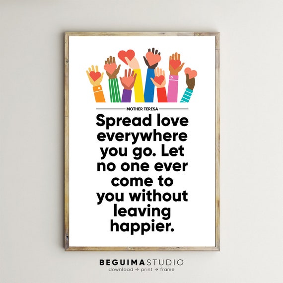 Mother Teresa Quotes Inspirational Love Prints Happiness Wall Art Kids Posters Classroom Decor Teacher Signs