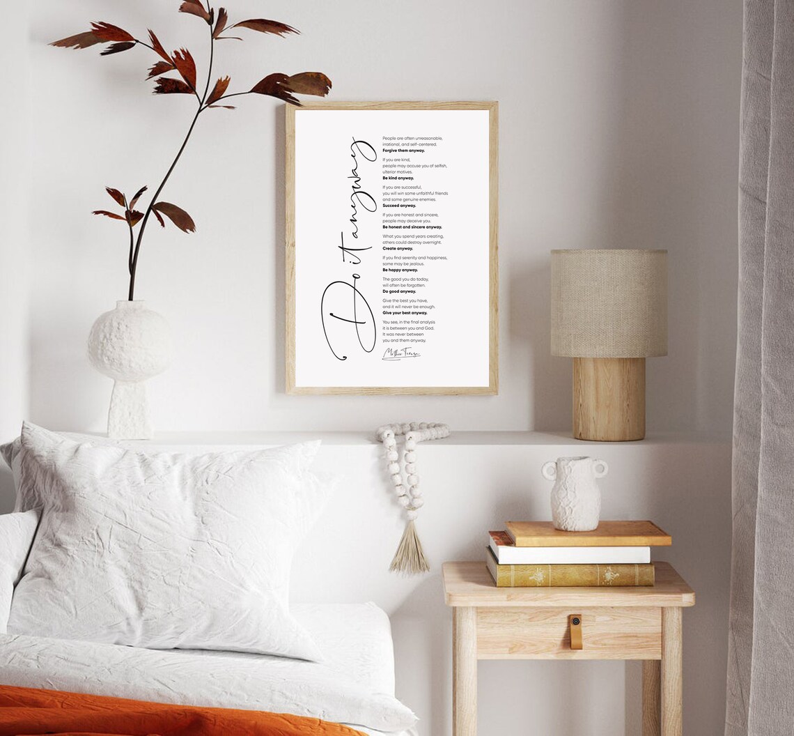 Mother Teresa Quote Do It Anyway Wall Art Print - Image 2