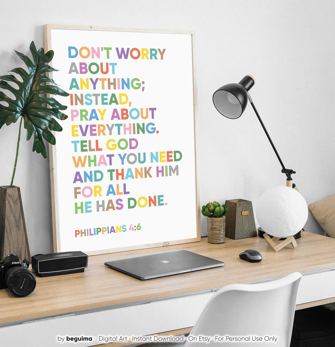Philippians 4:6 Christian Scripture Art Print - Image 3