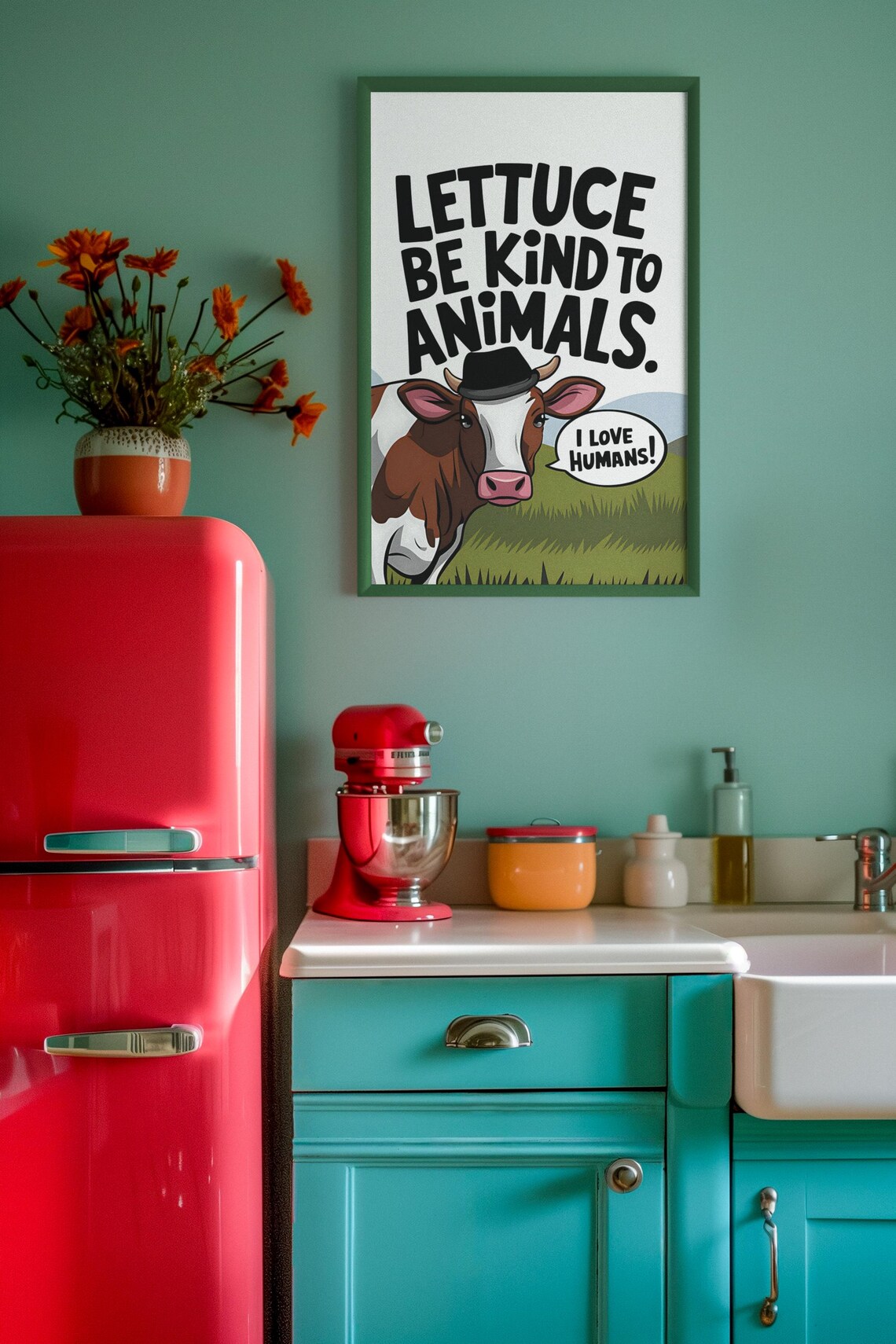 Funny Vegan Kitchen Art, Vegetarian Gift Ideas - Image 4