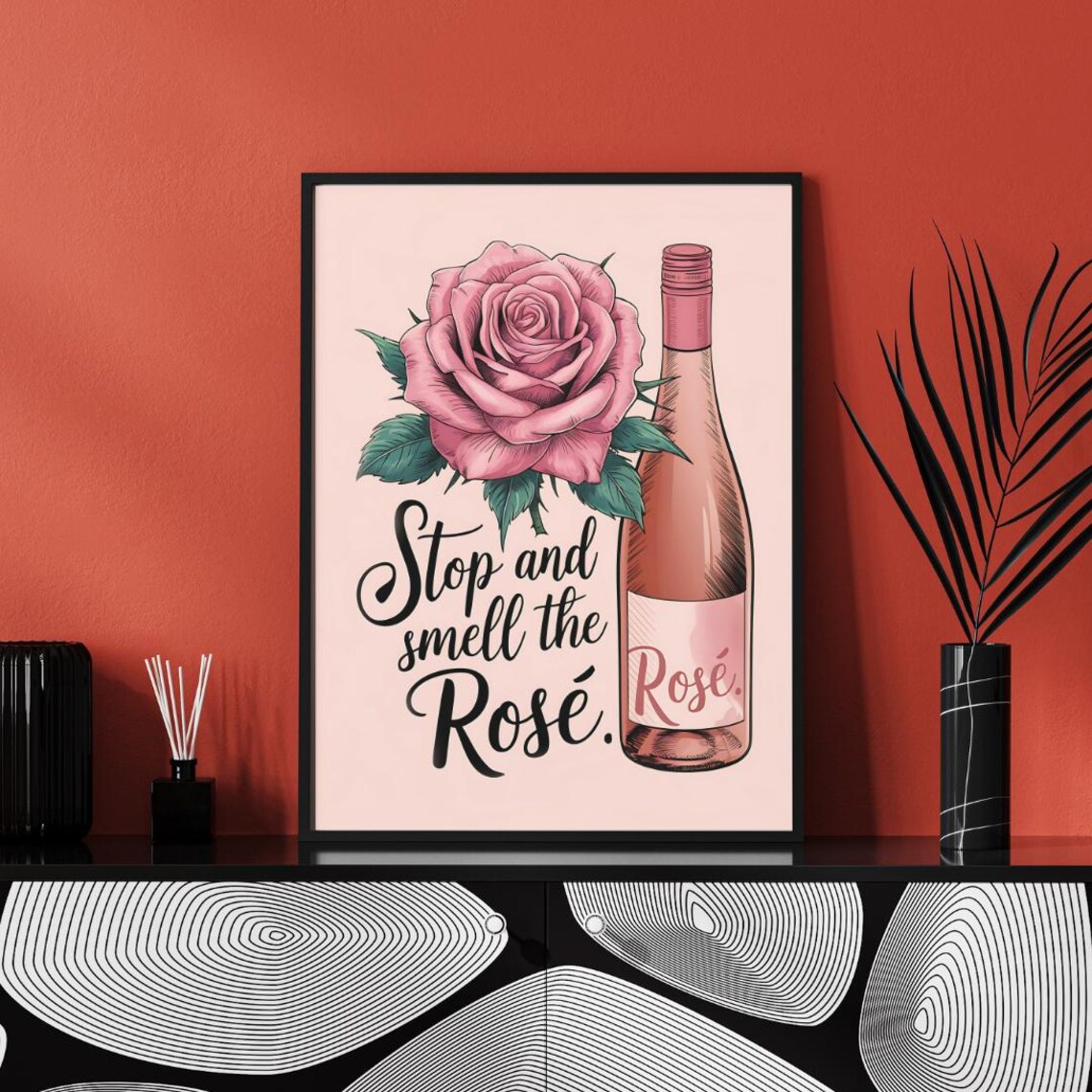 Wine Print, Modern Bar Cart Decor - Image 3