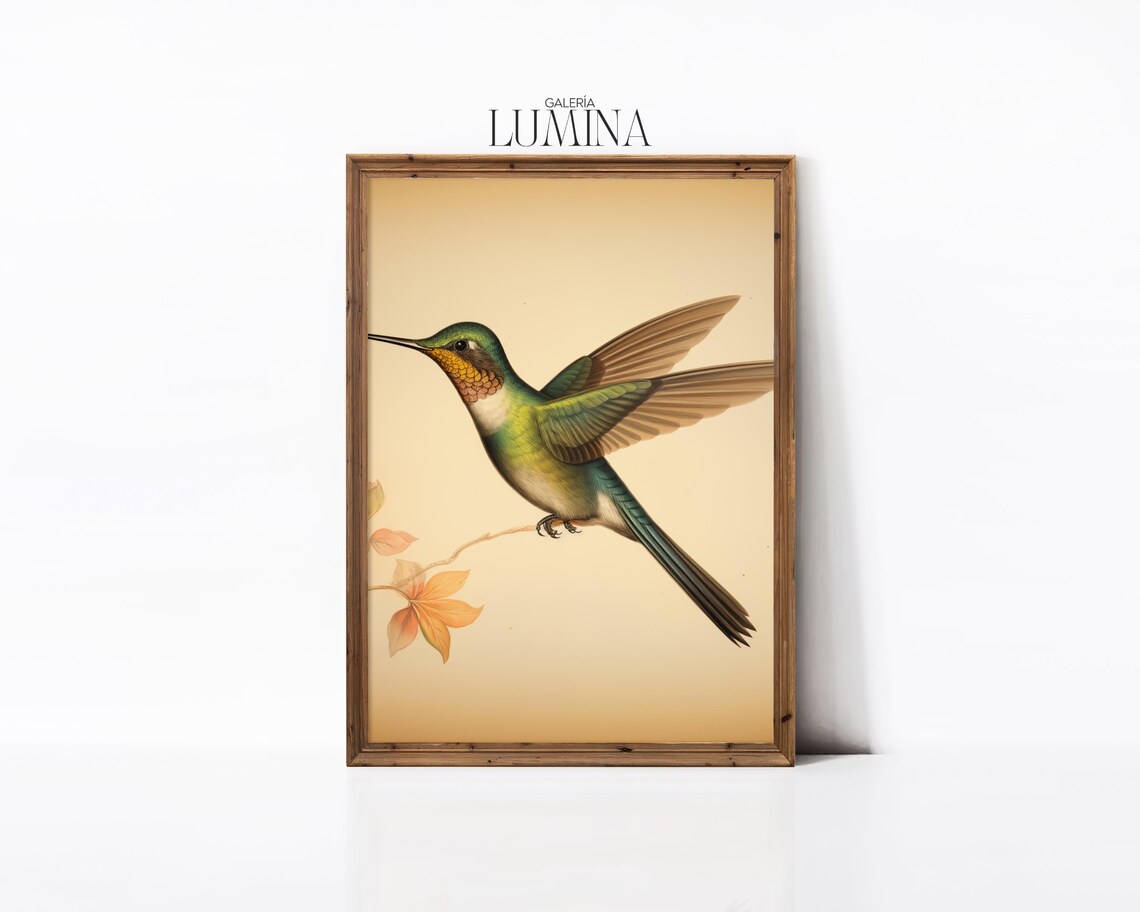 Vintage Streamertail Hummingbird, Rustic Bird Art Print - Image 2