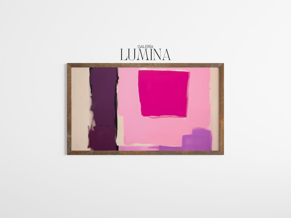 Contemporary Pink And Purple Abstract Color Blocks Bold Modern Poster - Image 3