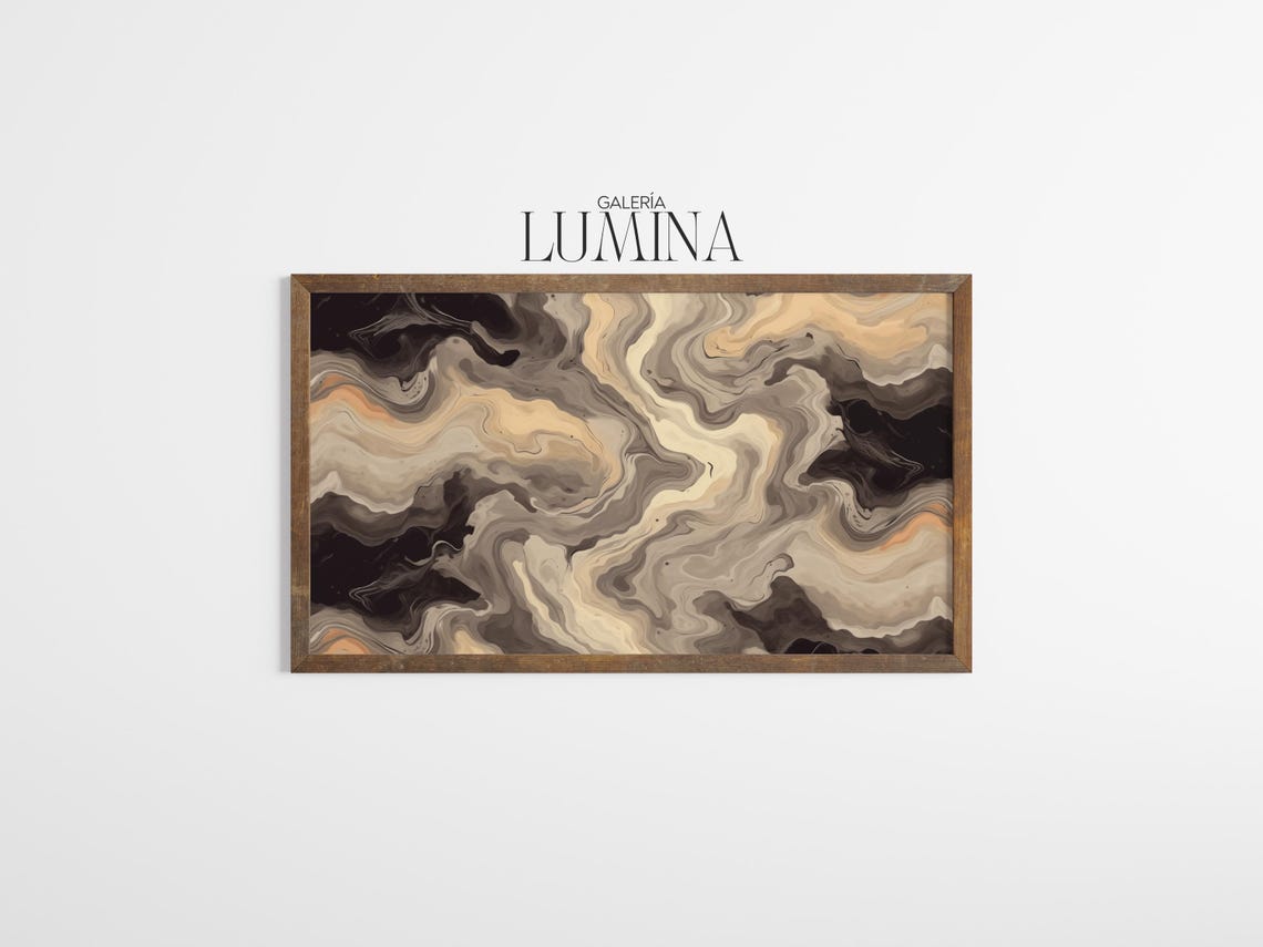Neutral Beige Gray Marble Swirl Abstract Stone Texture Art Poster - Image 3