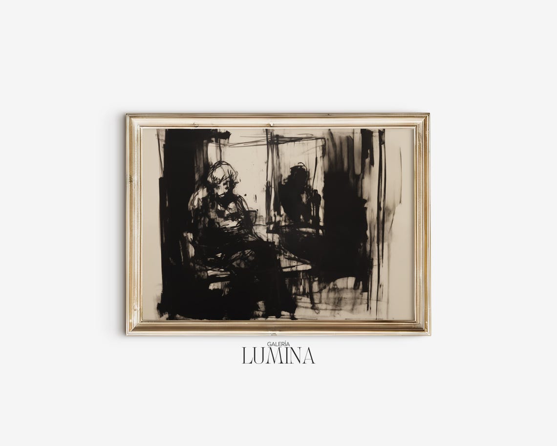 Emotional Depth In Abstract Ink Drawing Expressive Ink Drawing Contemporary Moody Abstract Wall Art Art Frame Tv Art 464 - Image 2
