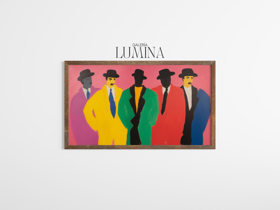 Five Young Men Original Abstract Painting Colorful Pop Art Painting Modern Figurative Bold Artwork Art Frame Tv Art 987 - Image 3