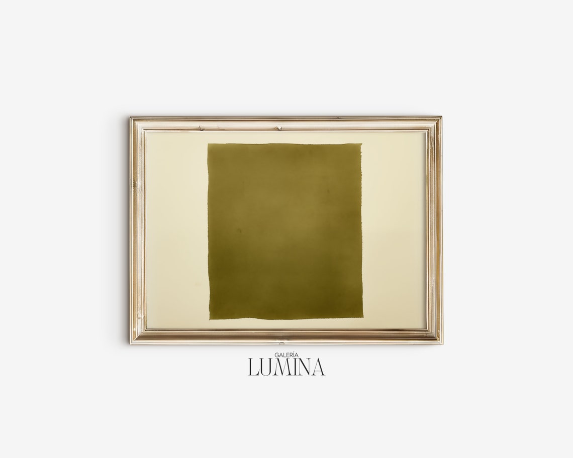 Minimalist Olive Green Square Abstract Color Block Art Poster - Image 2