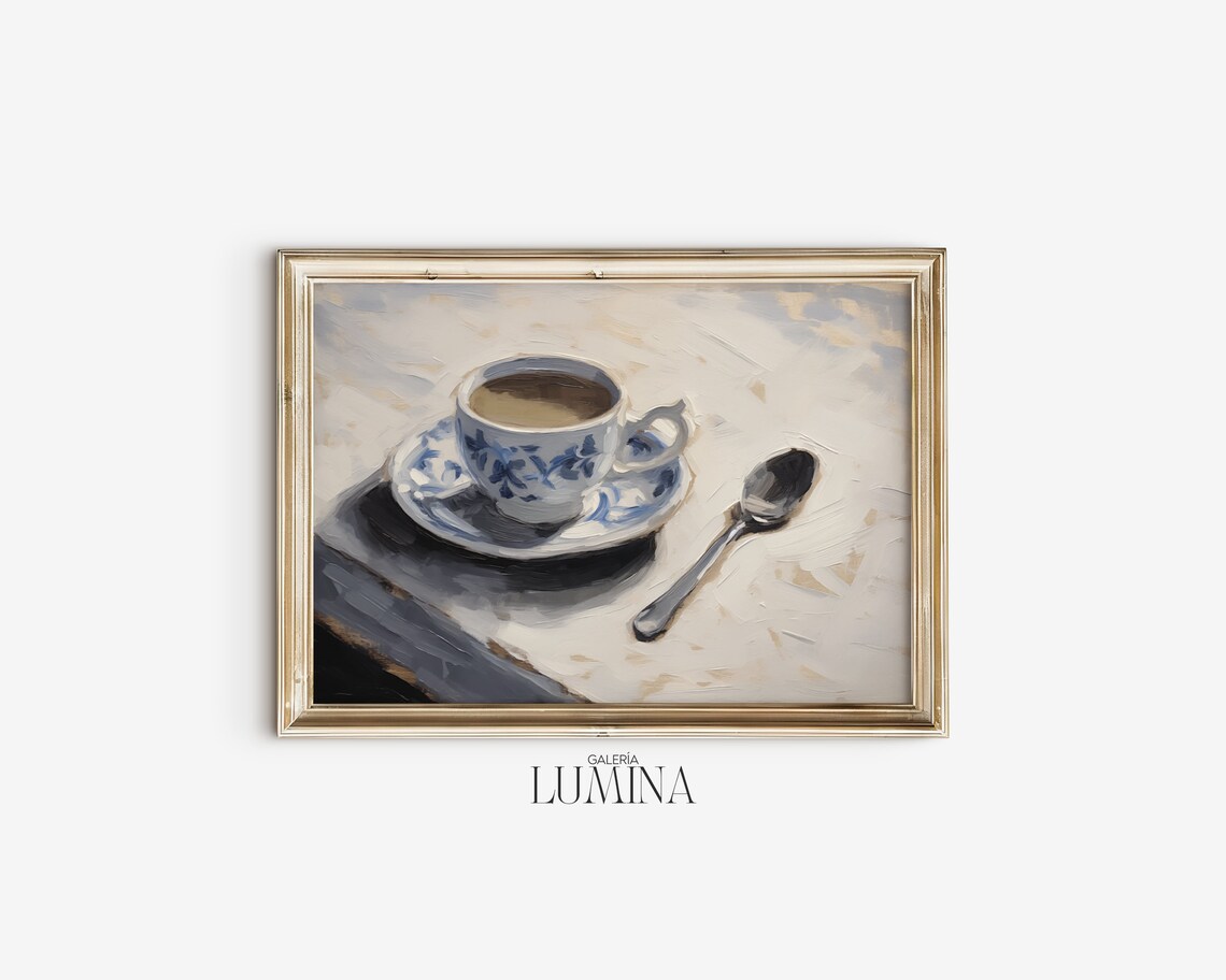 Coffee Cup Oil Painting, Kitchen Dining Room Art Print - Image 2