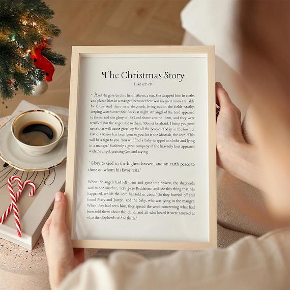 The Christmas Story Luke 2 Bible Verse Minimalist Holiday Poster
