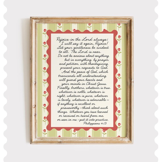 Philippians 4 Floral Print Christian Farmhouse Scripture