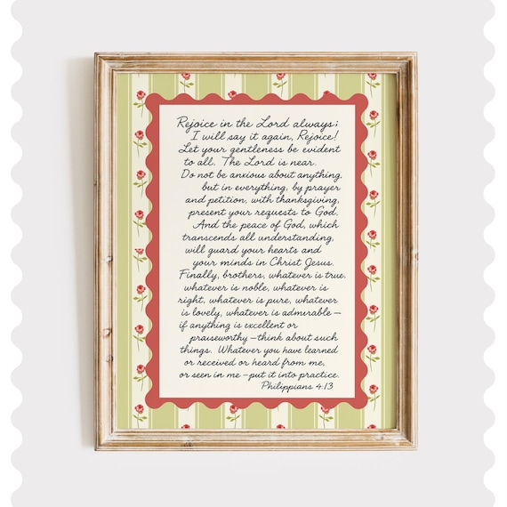 Philippians 4 Rose Floral Christian Farmhouse Scripture Poster