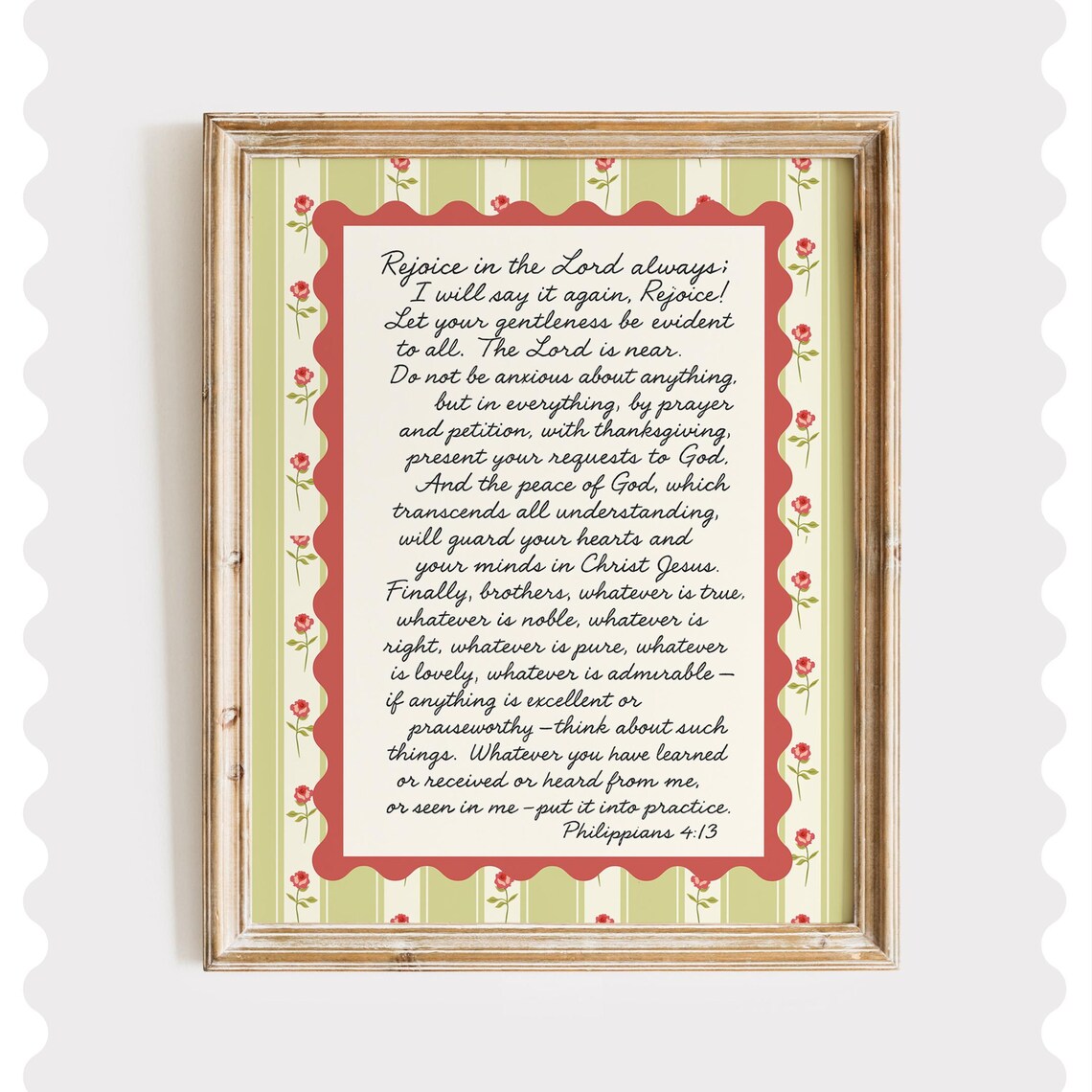 Philippians 4 Floral Print Christian Farmhouse Scripture