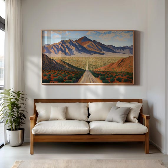 Samsung Frame Tv Art Desert Road Landscape Painting