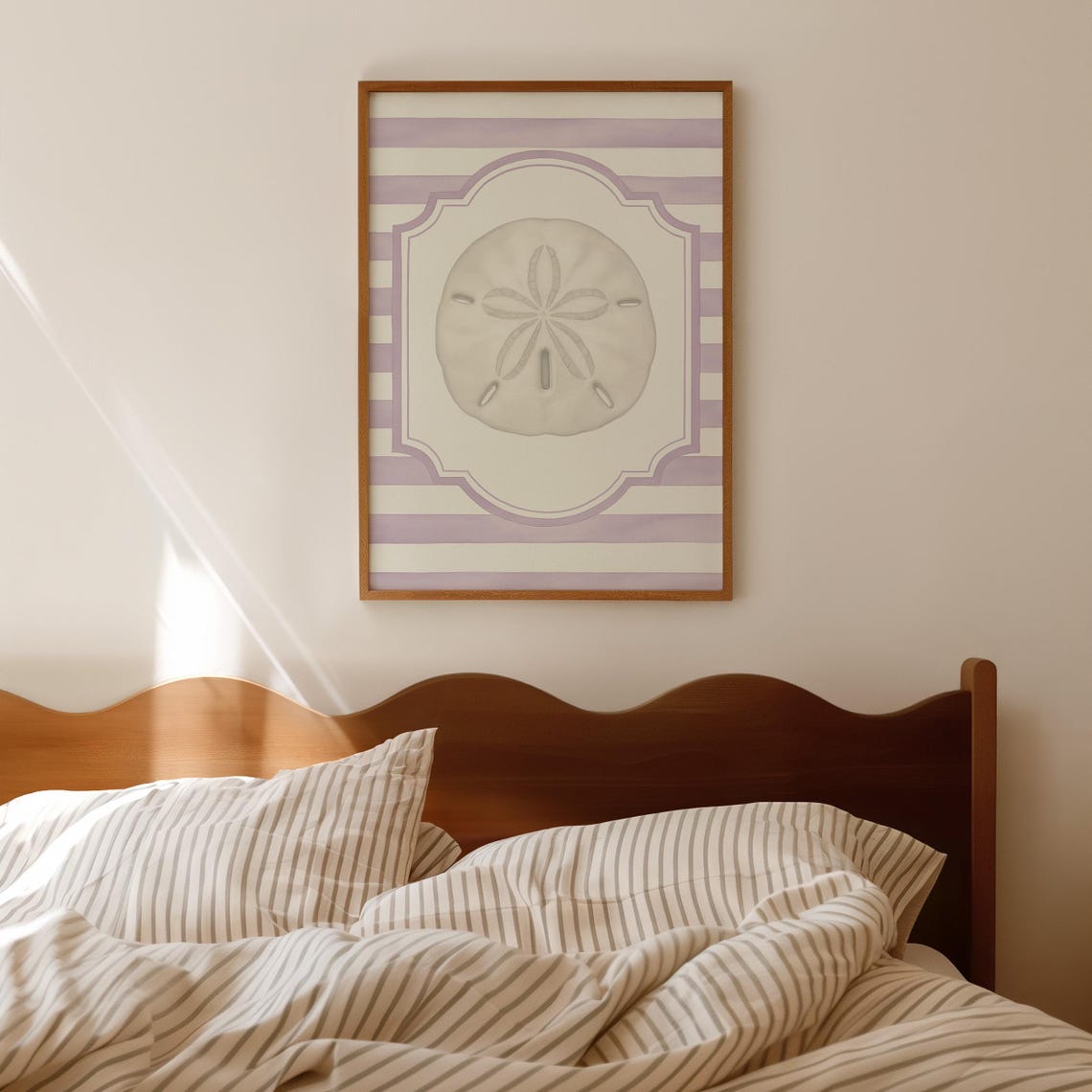 Sand Dollar Watercolor Lavender Striped Coastal Shell Poster