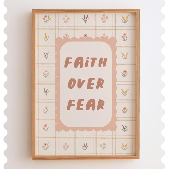 Faith Over Fear Print Christian Coquette Floral Scripture Art