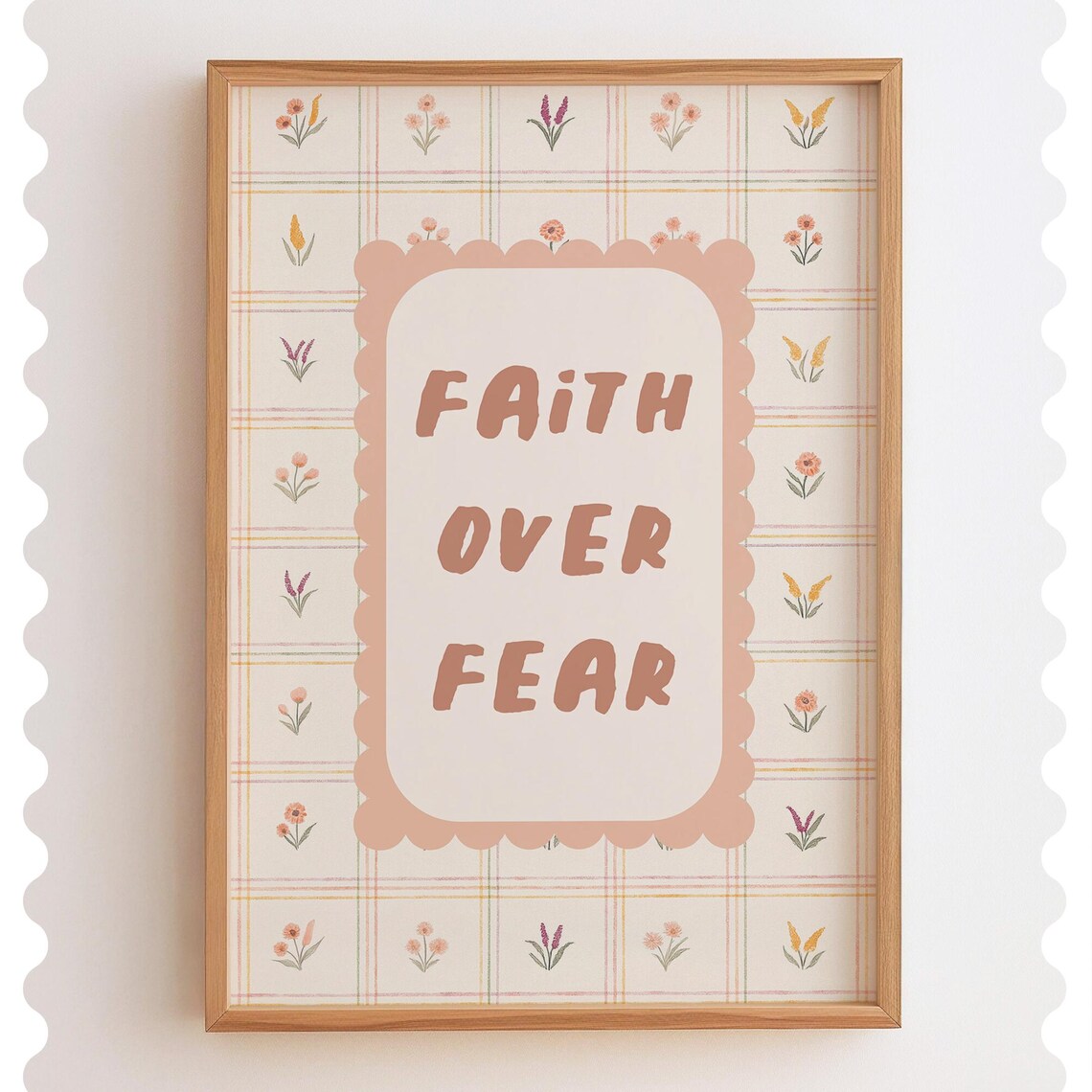 Faith Over Fear Print Christian Coquette Floral Scripture Art