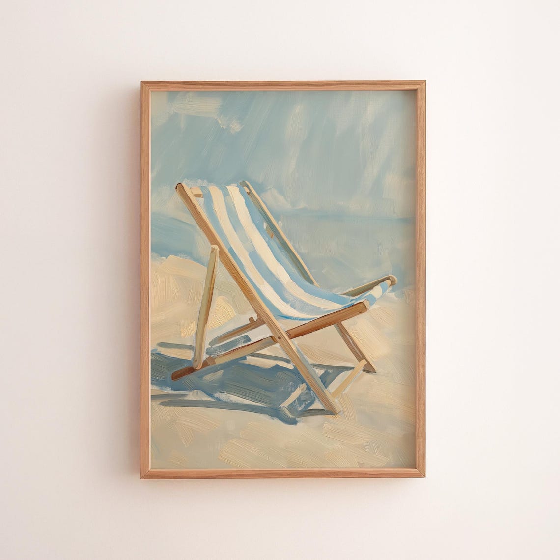 Striped Deck Chair Beach Summer Coastal Relaxation Art Poster