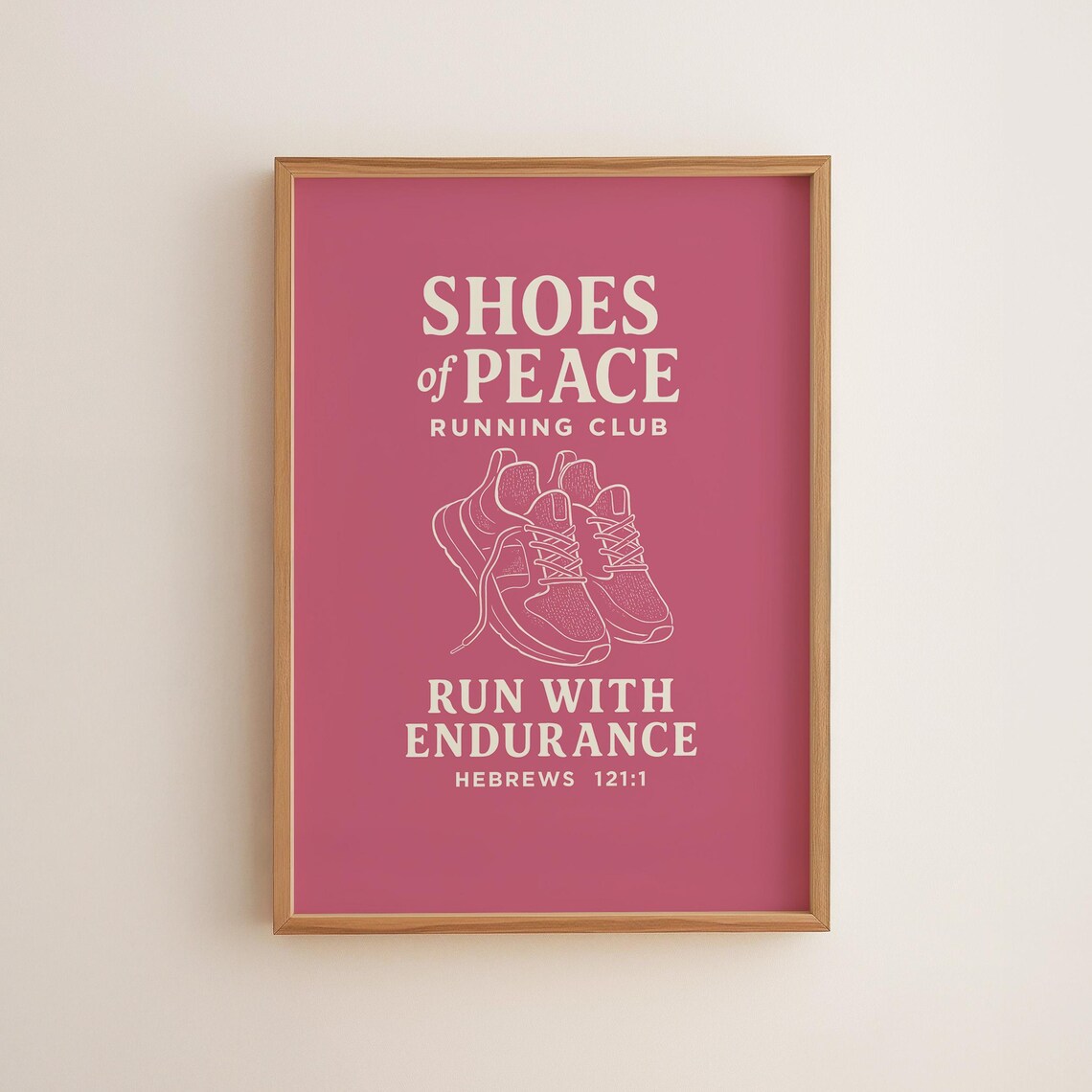 Shoes Of Peace Running Club Bible Verse Pink Christian Print