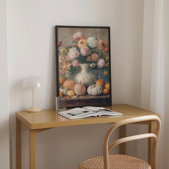 Fall Pumpkin Bouquet Print Autumn Floral Still Life