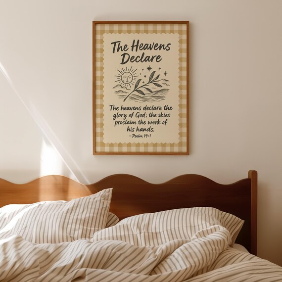 Psalm 19 Bible Verse Print Gingham Christian Wall Art
