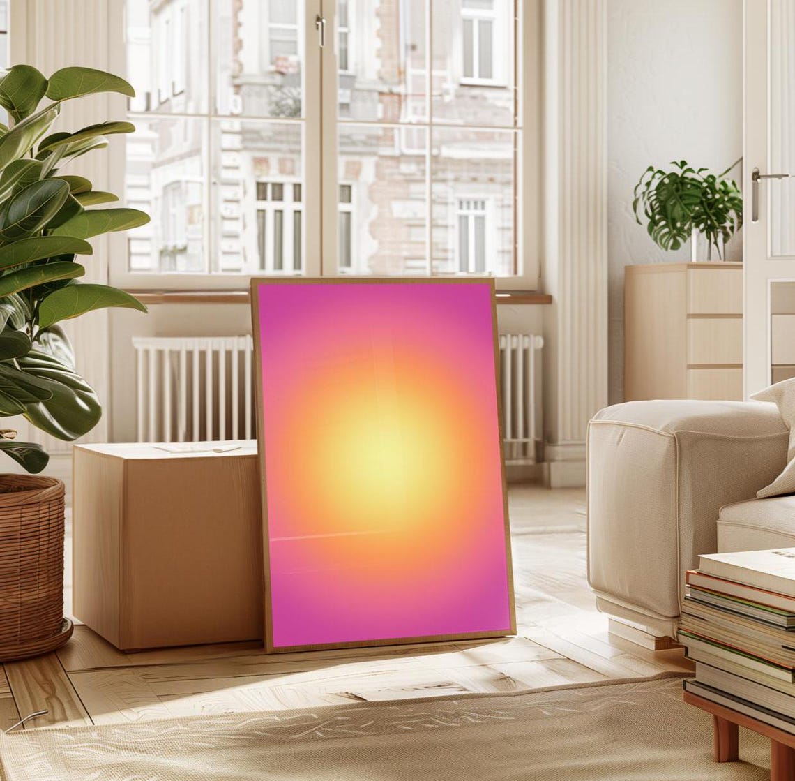 Pink Yellow Aura Gradient Glow Warm Sunny Modern Abstract Poster - Image 2