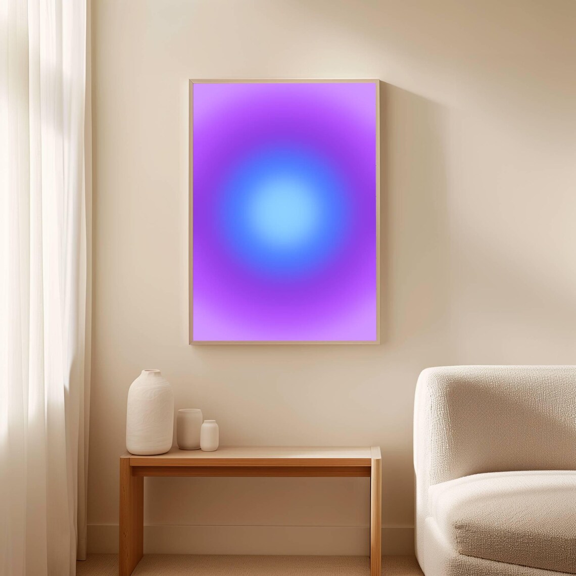 Aura Print No. 6, Purple and Blue Abstract Poster - Image 2