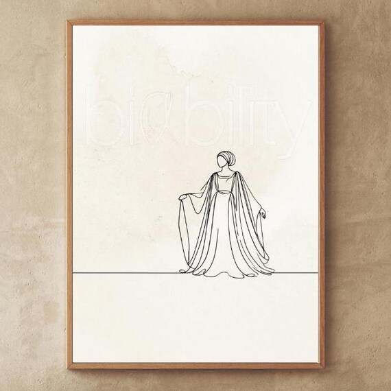 West African Caftan Continuous Line Drawing Vertical Poster Black And White Nigeria Senegal Africa Traditional Dress Decor Gift