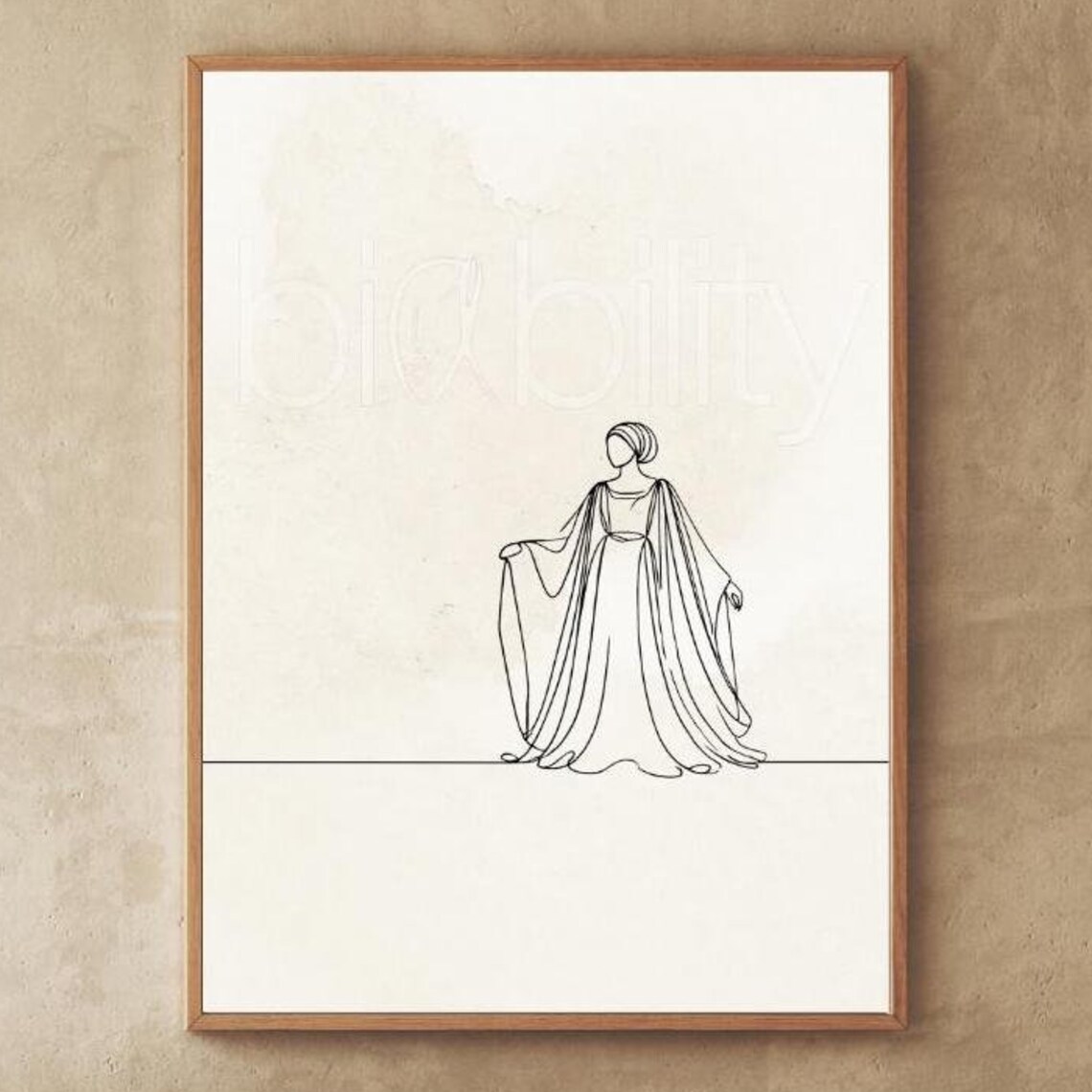 West African Caftan Woman Continuous Line Drawing Minimalist Poster