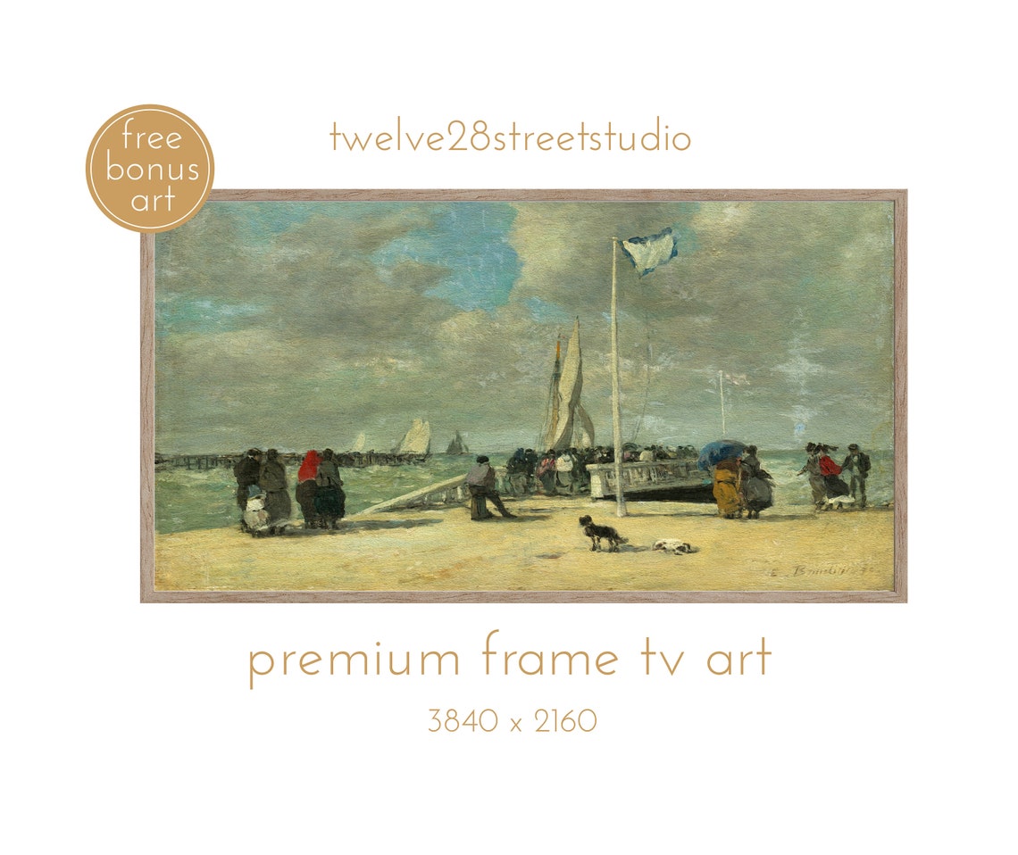 Eugene Boudin On The Jetty Vintage Beach Sailboat Impressionist Poster