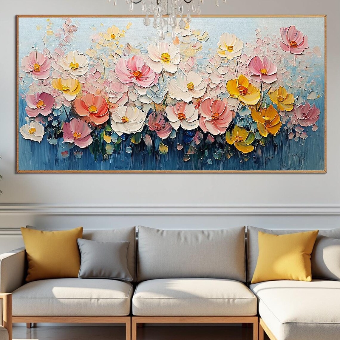 Colorful Spring Blossom Garden Impasto Textured Floral Art Poster