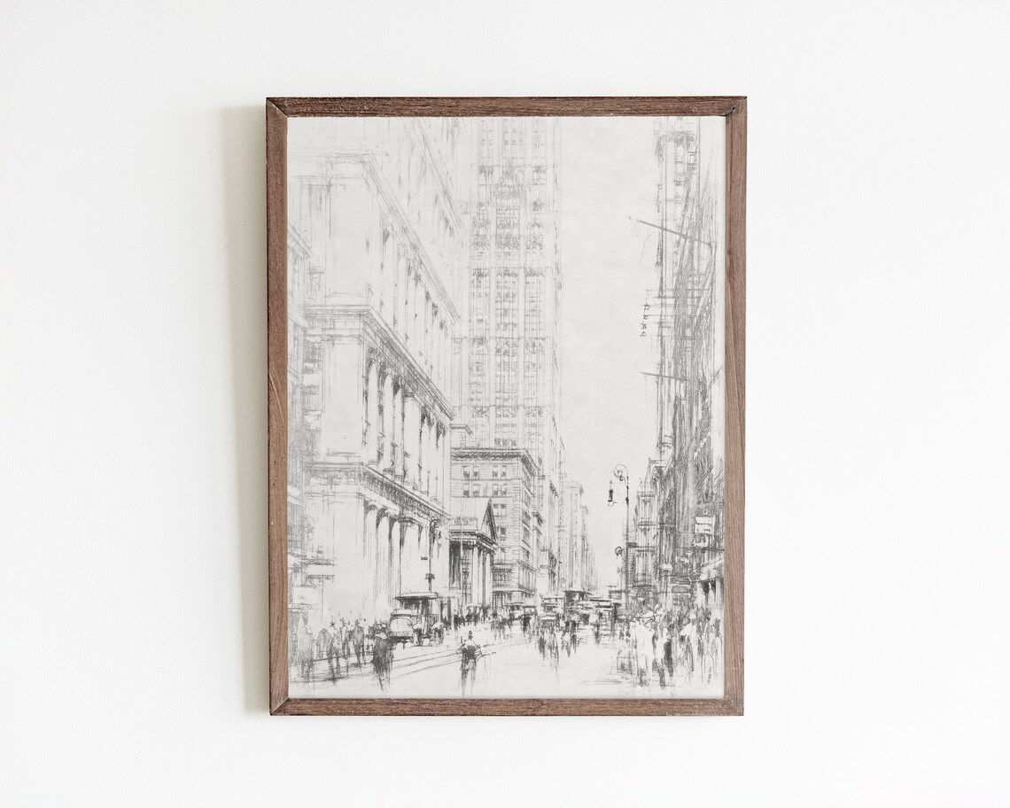 Vintage New York City Sketch, Travel Poster Print