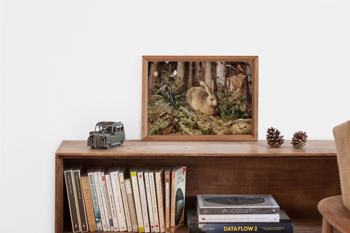 Hare Among Wildflowers Old Master Flora Fauna Painting Poster - Image 2