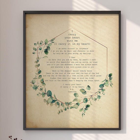 E. E. Cummings Poem Print, Watercolor Eucalyptus