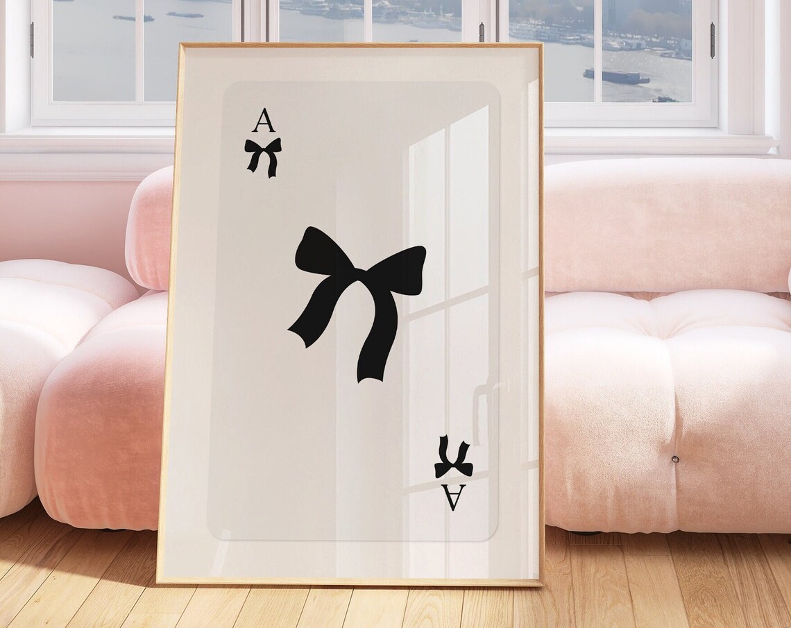 Ace Of Bows Playing Card Cute Black Bow Aesthetic Art Poster - Image 2