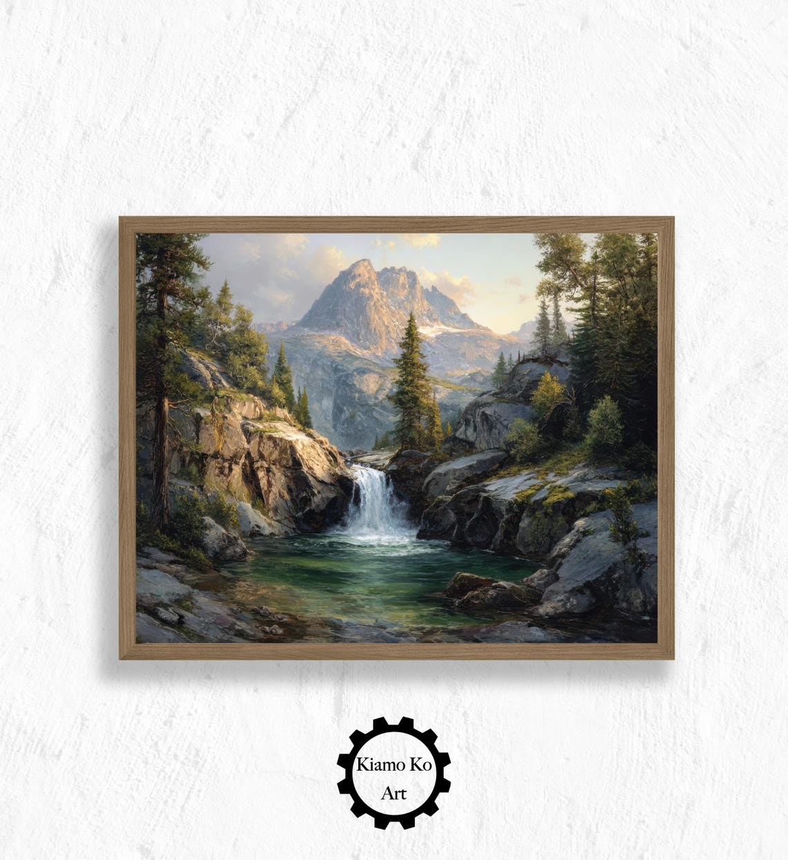 Emerald Mountain Pool With Waterfall And Pine Trees Scenic Poster