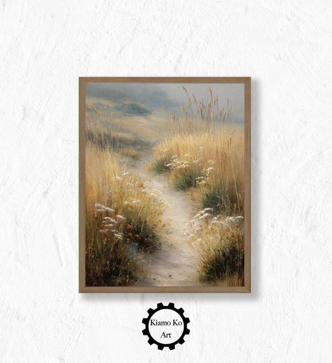 Winding Sandy Path Through Golden Grasses And Wildflowers Poster
